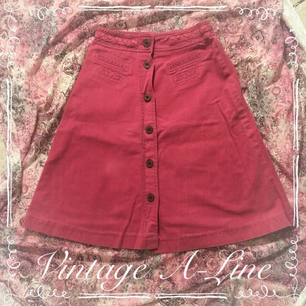Vintage 70's Button Down Skirt Pink